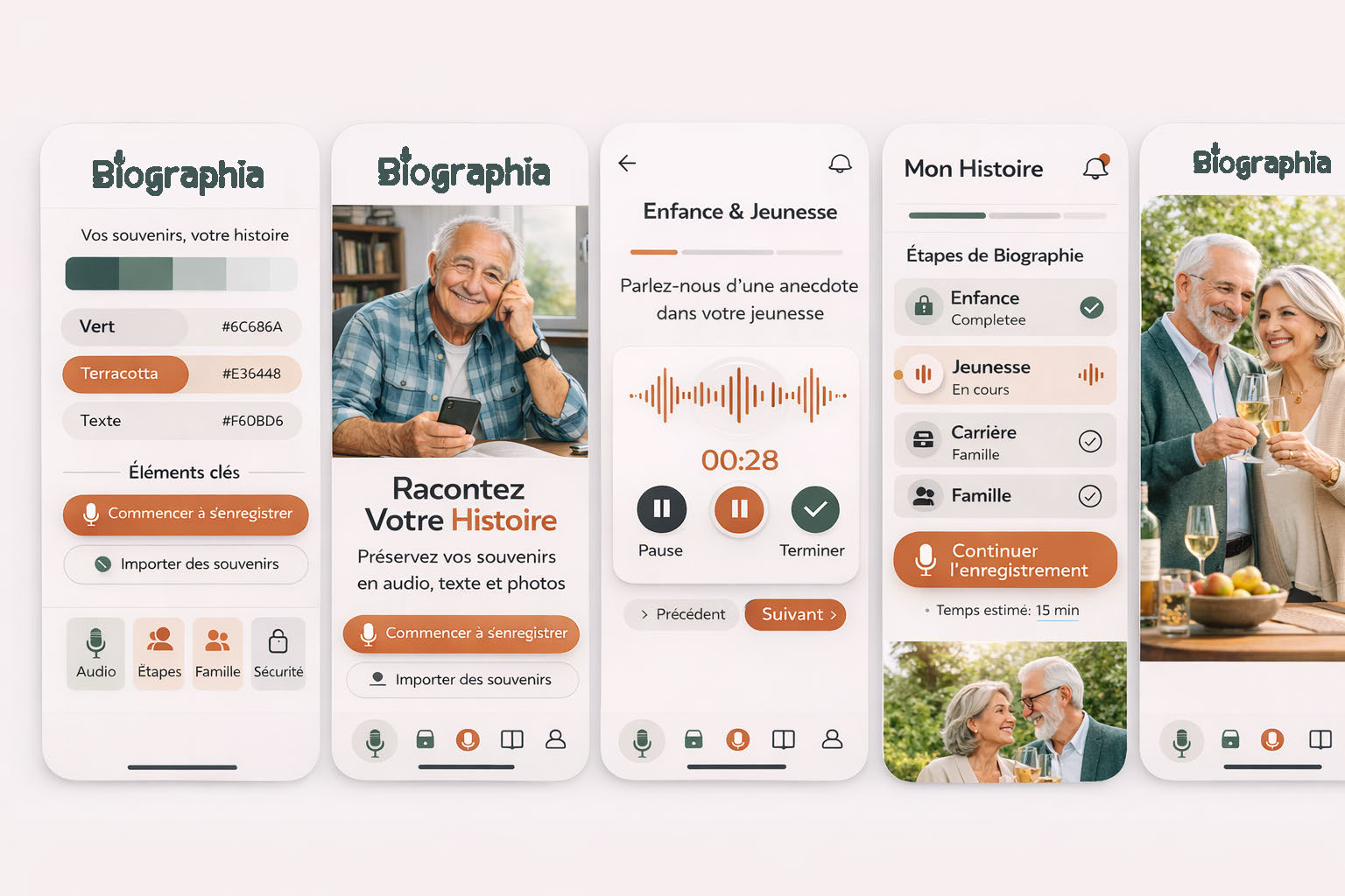 Aperçu de l'application Biographia